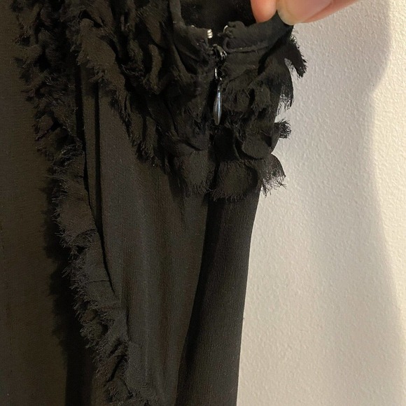 Modcloth Knitted Dove Large Silk Ragged Ruffle Dress Black Sleeveless Re… - Picture 3 of 8